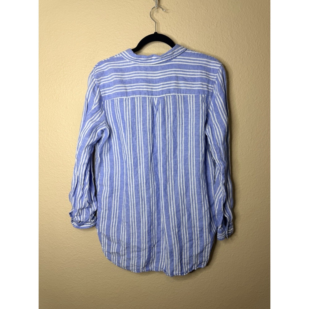 EUC Boden 10L Blue and White Striped Button-Down Linen Button Down - Picture 5 of 5